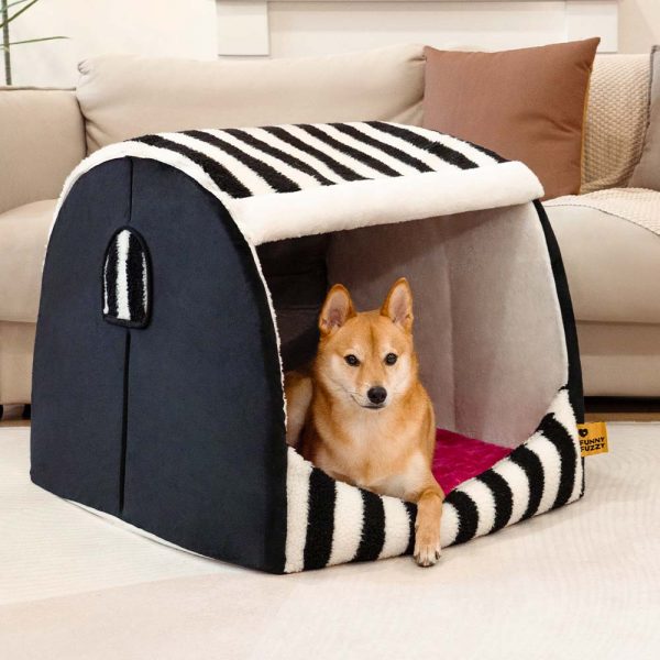 Trendy Striped House Orthopedic Dog Bed - Cozy Hideaway - Image 4