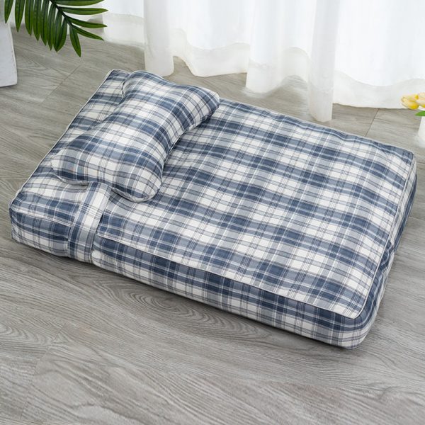 Plaid Detachable Dog Bed with Pillow - Image 6