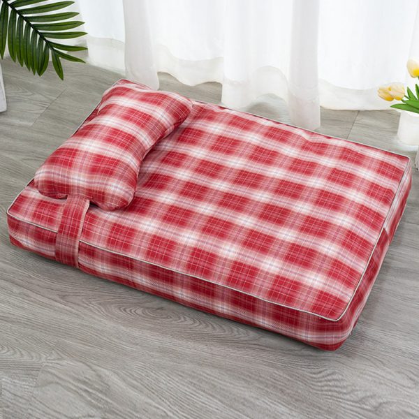 Plaid Detachable Dog Bed with Pillow - Image 7
