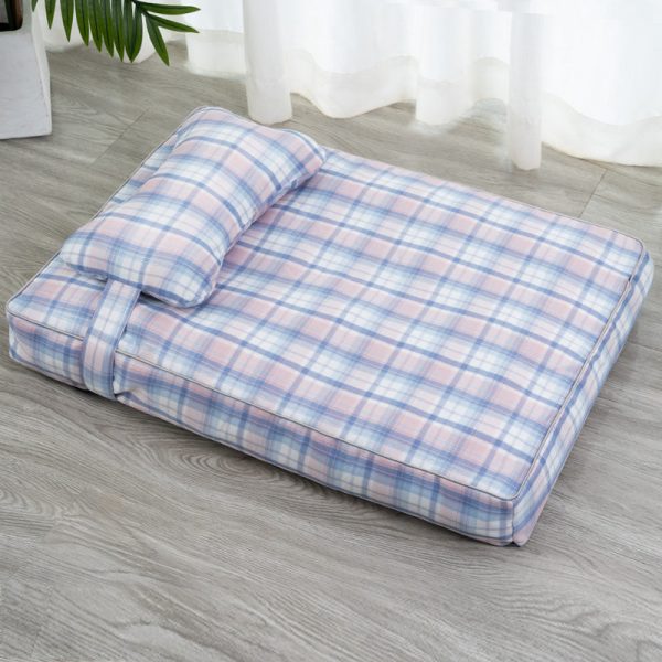 Plaid Detachable Dog Bed with Pillow - Image 9