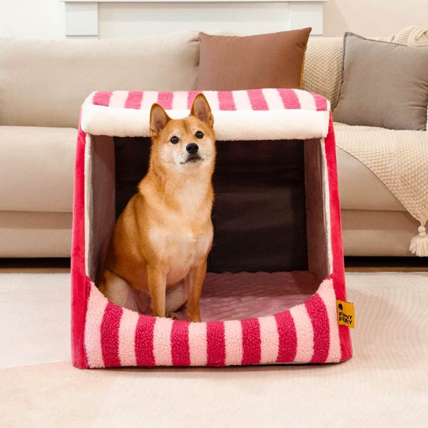 Trendy Striped House Orthopedic Dog Bed - Cozy Hideaway - Image 2