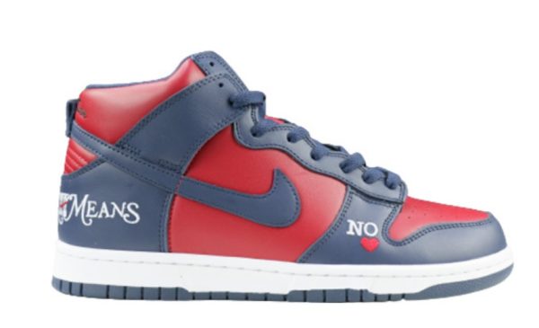 SB Dunk High Supreme By Any Means Navy Unfading Sneaker – Drop