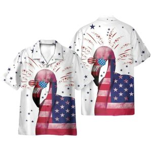 Flamingo 4th July Independence Day Hawaiian Shirt for Men ? Patriotic Design & Tropical Summer Style
