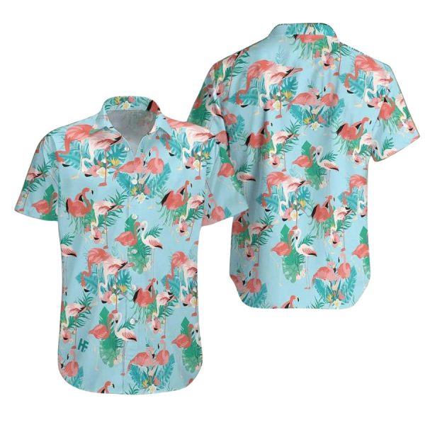 Flamingo Couple Hawaiian Shirt for Men ? Tropical Flamingo Design & Summer Style, Perfect for Beach Getaways