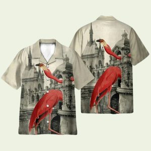 Flamingo Vintage British Style Hawaiian Shirt for Men ? Classic Design & Tropical Vibes, Perfect for Summer