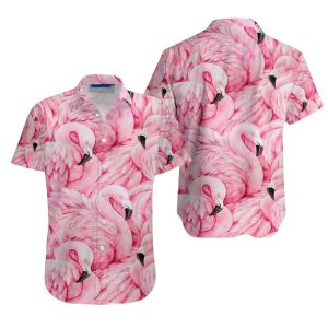 Pink Flamingo Aloha Hawaiian Shirt for Men ? Tropical Hibiscus & Flamingo Design, Perfect for Summer Vacation